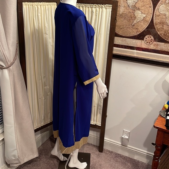 DAMINIS DRESS SIZE 42 ROYAL BLUE GOLD STITCHING & BEADING - Picture 4 of 7